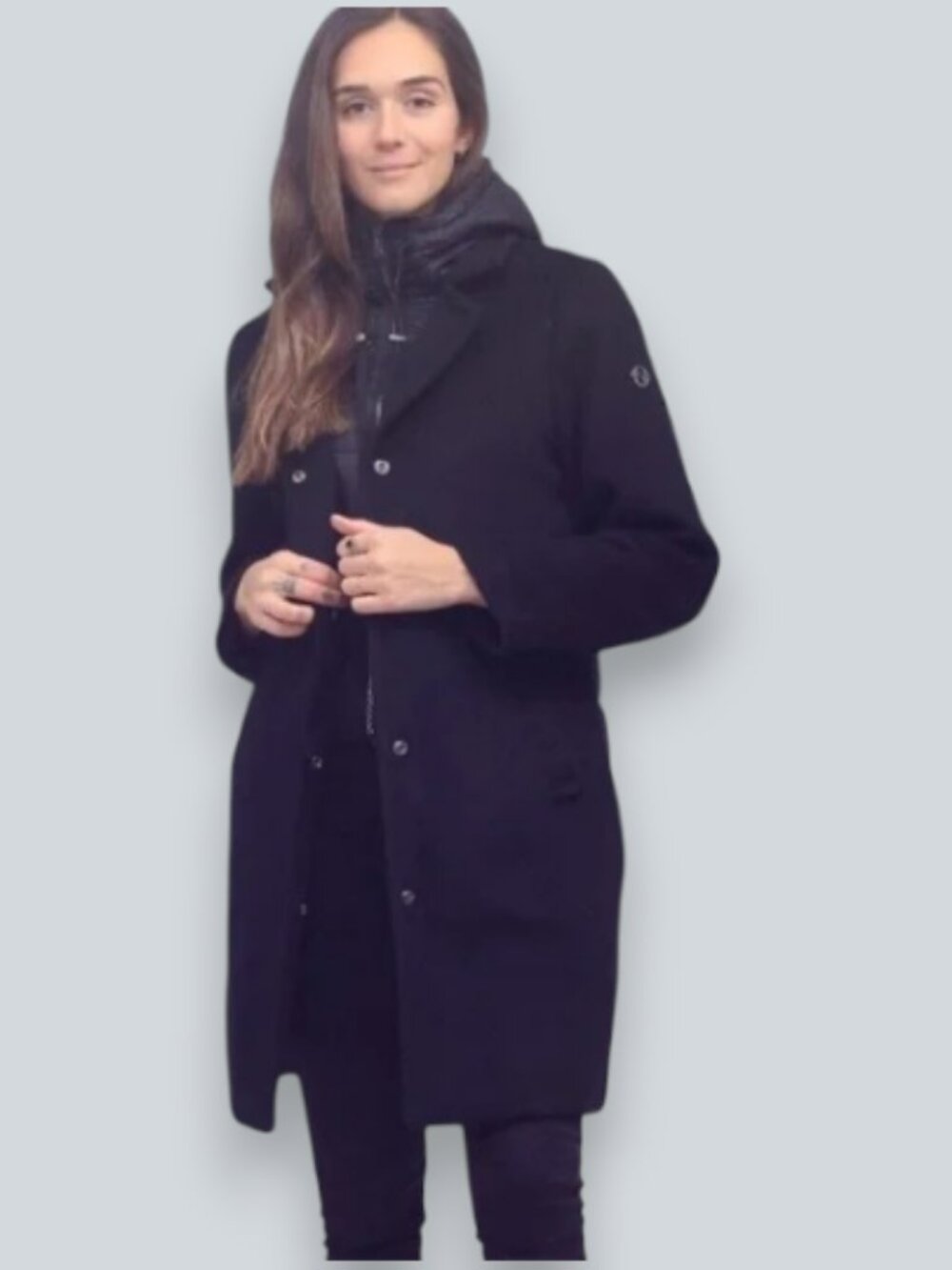 Normann padded back wool coat navy blue women' size 40